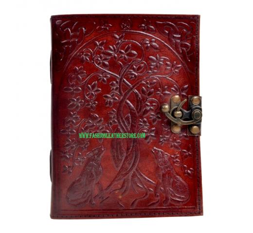 New Handmade leather journal wolf tree diary leather journal notebook
